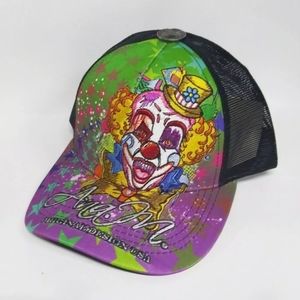 Ana M Truckers Hat Clown Print Neon Green Pink